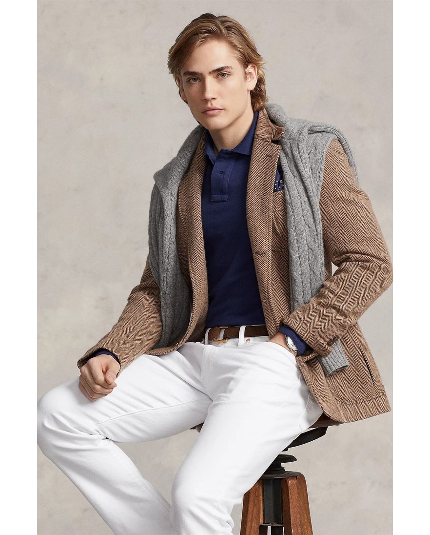 Polo Ralph Lauren polo lange mouw slim fit donkerblauw effen katoen