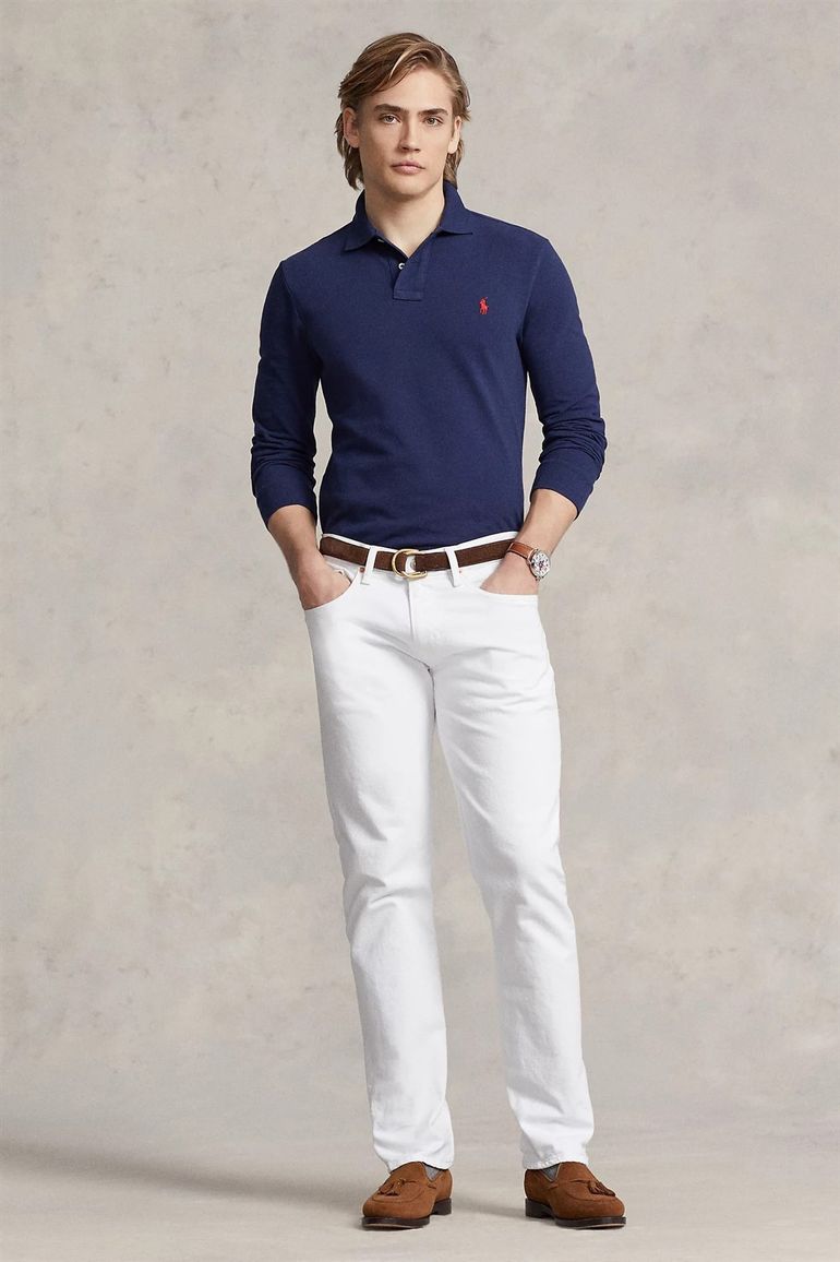 polo Polo Ralph Lauren donkerblauw effen katoen slim fit