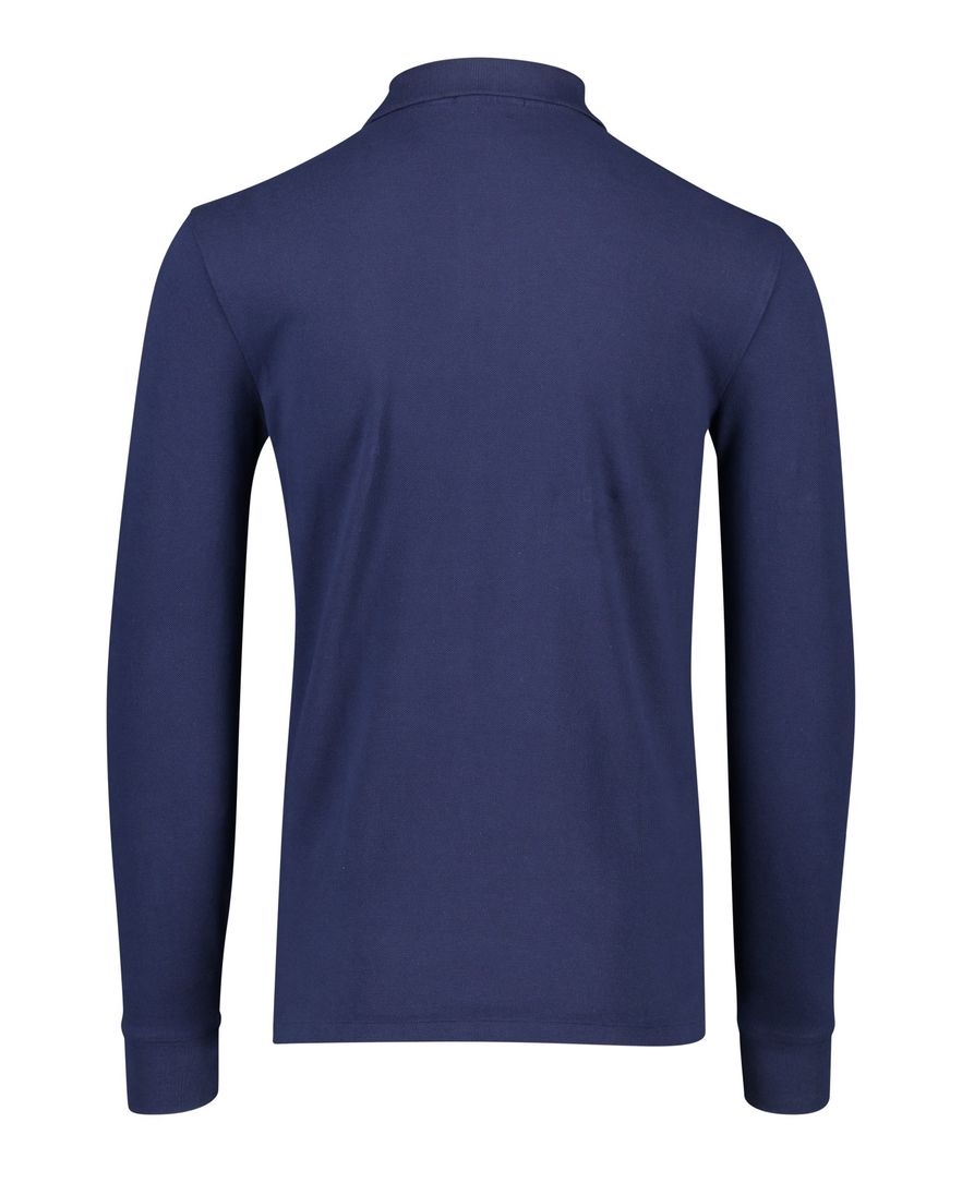 Polo Ralph Lauren polo lange mouw slim fit donkerblauw effen katoen
