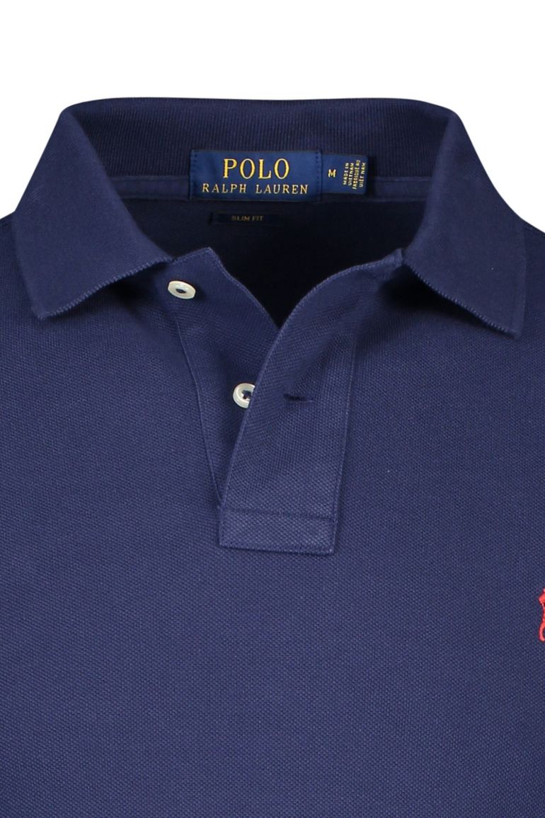polo Polo Ralph Lauren donkerblauw effen katoen slim fit