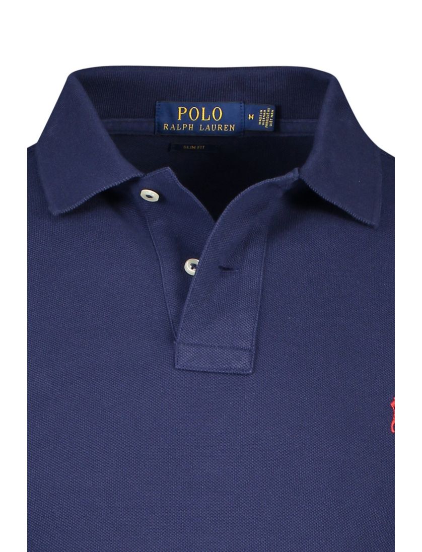 Polo Ralph Lauren polo donkerblauw effen katoen slim fit