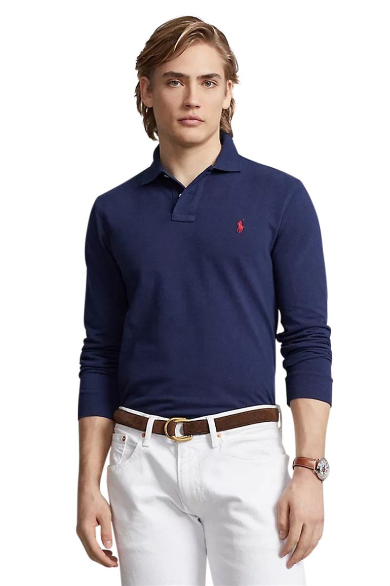 polo Polo Ralph Lauren donkerblauw effen katoen slim fit