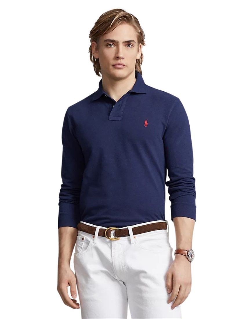Polo Ralph Lauren polo donkerblauw effen katoen slim fit