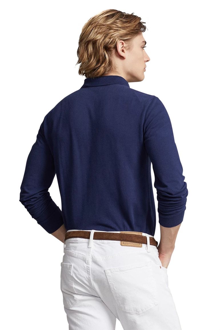 polo Polo Ralph Lauren donkerblauw effen katoen slim fit