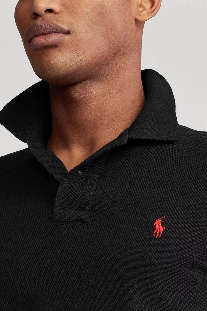 Polo Ralph Lauren polo zwart effen, geprint katoen slim fit