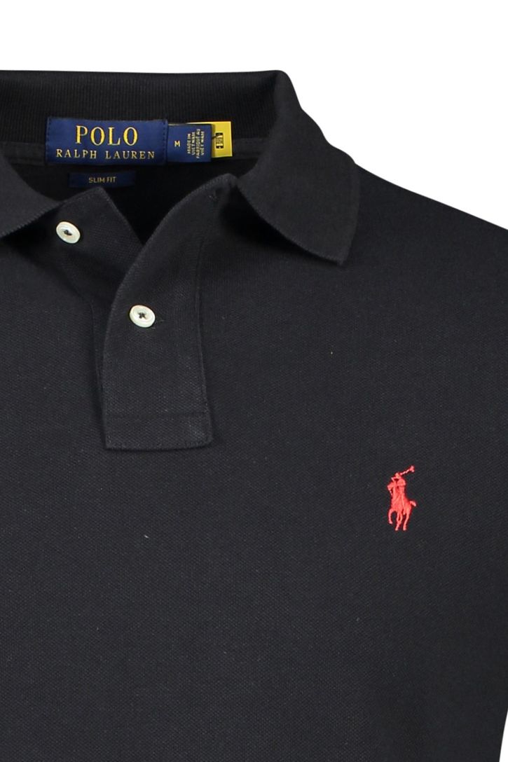 Polo Ralph Lauren polo zwart effen, geprint katoen slim fit