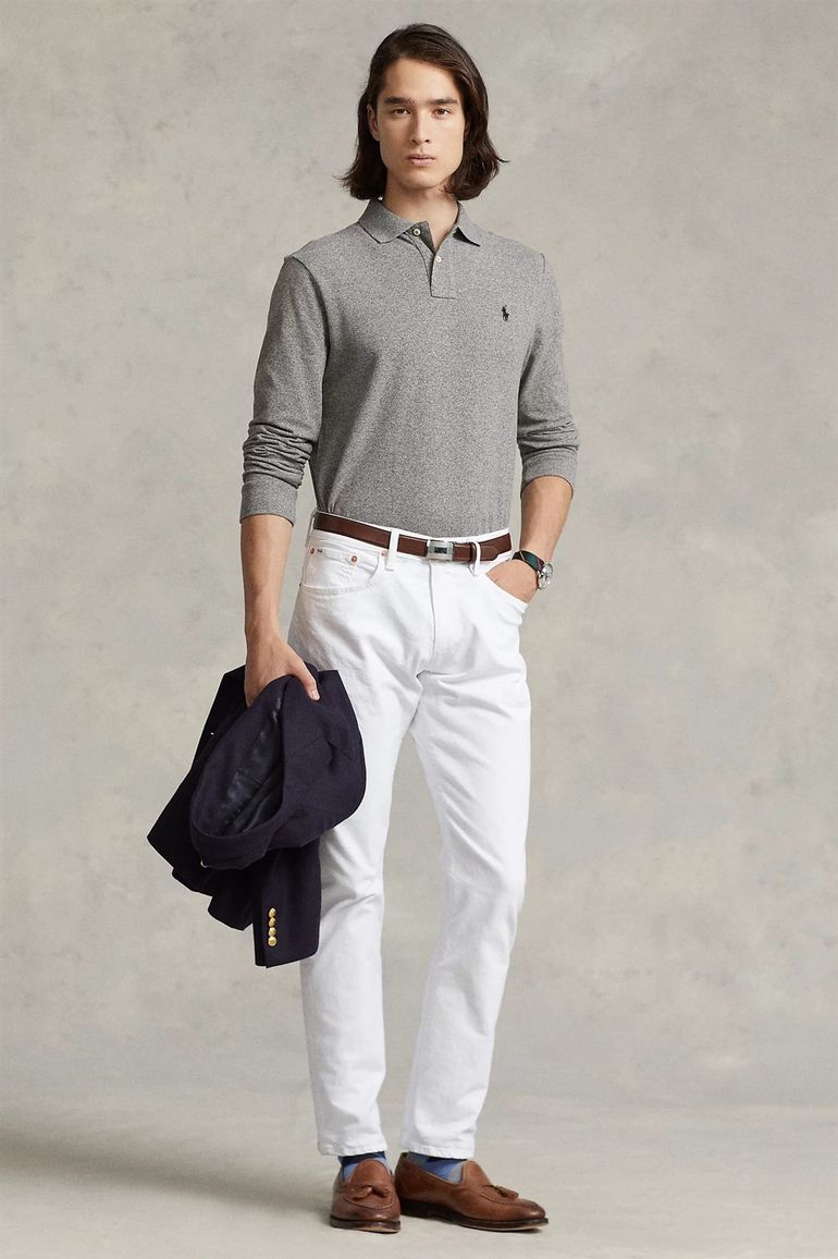 Polo Ralph Lauren polo slim fit grijs effen katoen