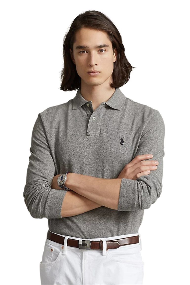 Polo Ralph Lauren polo slim fit grijs effen katoen