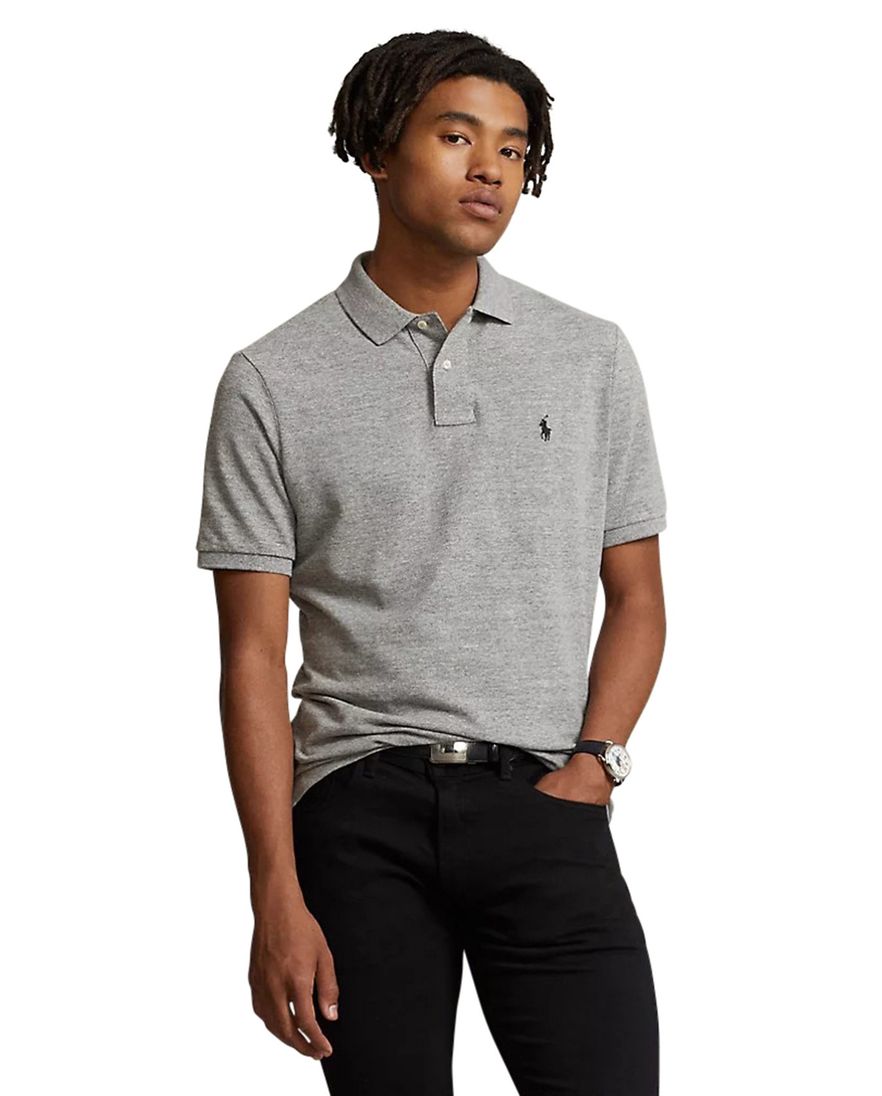Ralph Lauren slim fit polo grijs melange