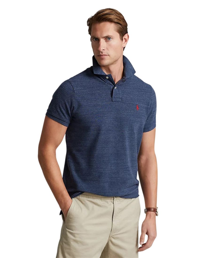 Ralph Lauren poloshirt blauw melange slim fit