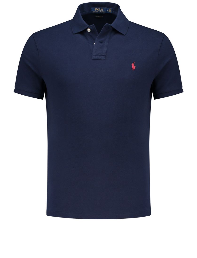 Ralph Lauren Custom Slim Fit polo donkerblauw