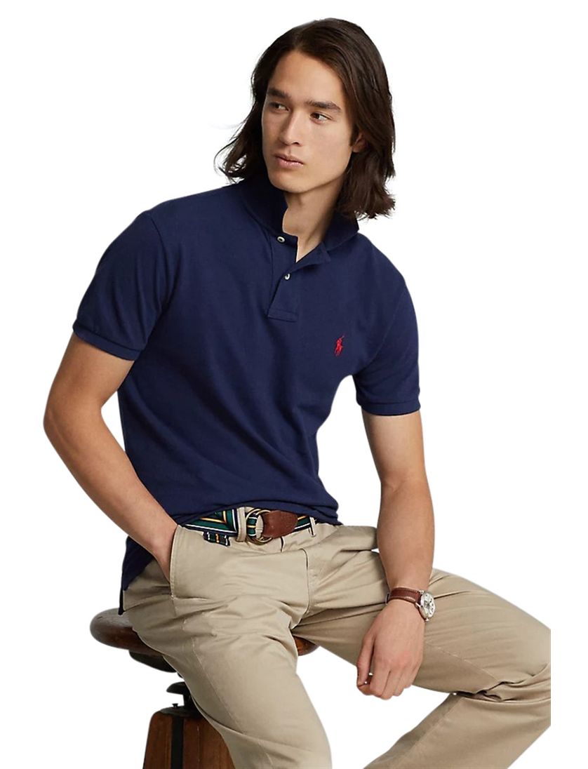 Ralph Lauren Custom Slim Fit polo donkerblauw