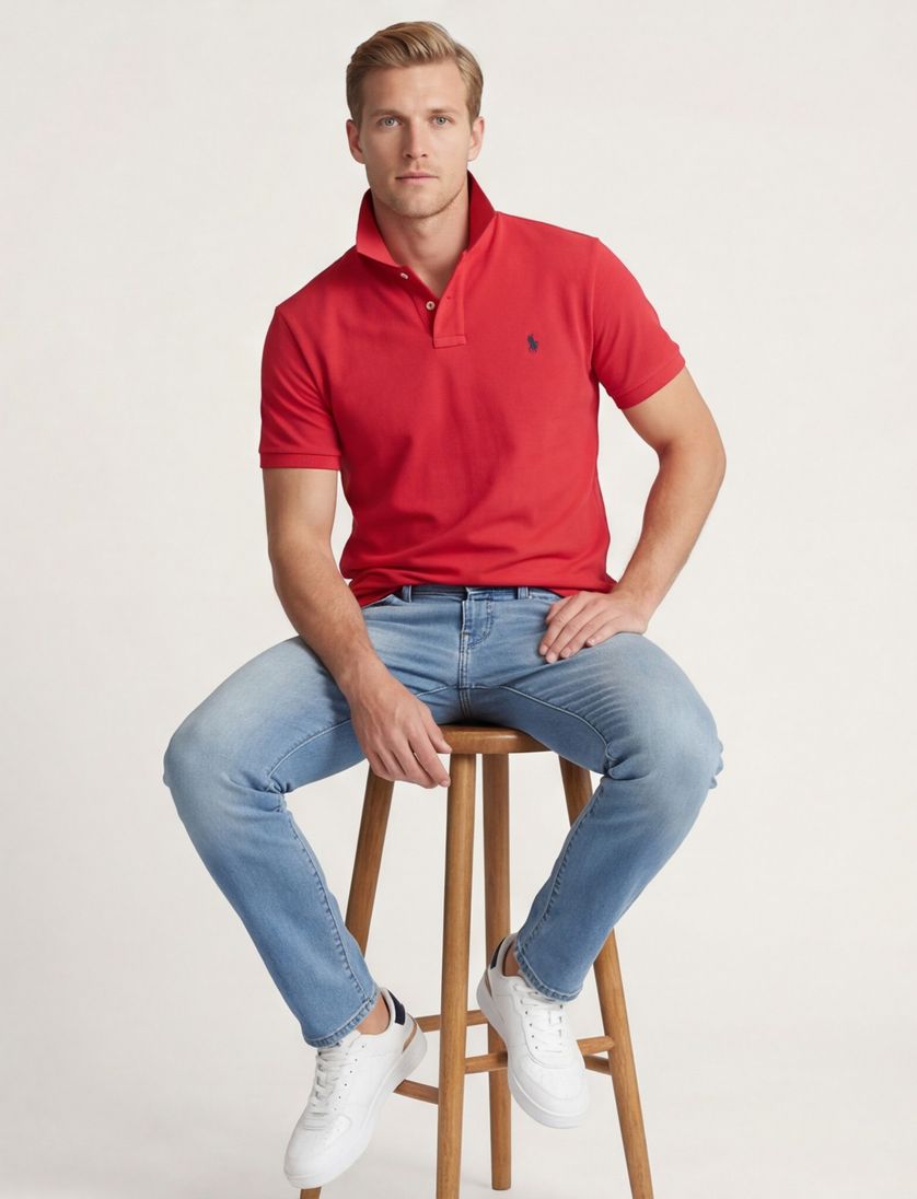 Poloshirt Ralph Lauren rood Custom Sim Fit