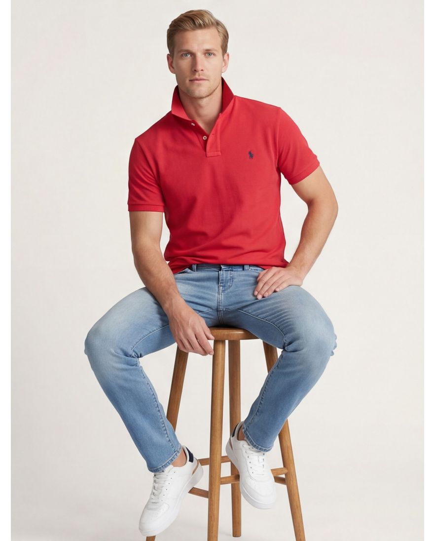 Ralph Lauren polo rood Custom Slim Fit