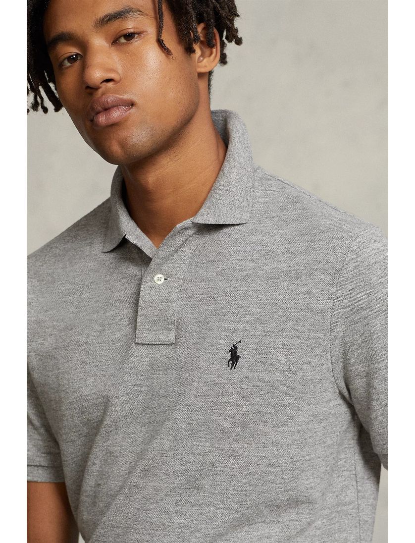 Polo Ralph Lauren polo Custom Slim Fit grijs effen katoen normale fit