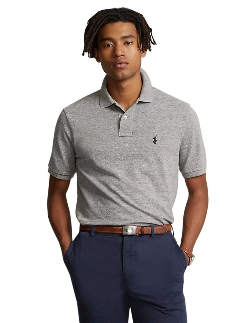 Polo Ralph Lauren polo Custom Slim Fit grijs effen katoen normale fit