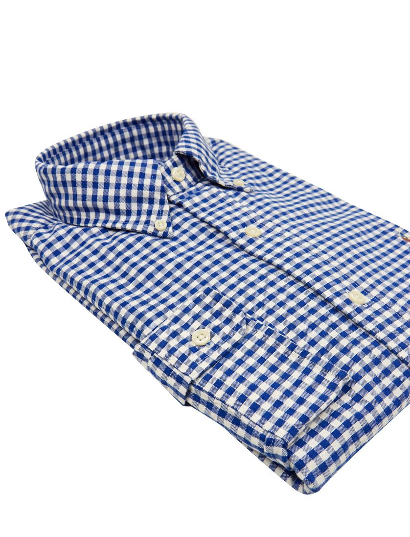 Ralph Lauren slim fit overhemd blauw ruit oxford