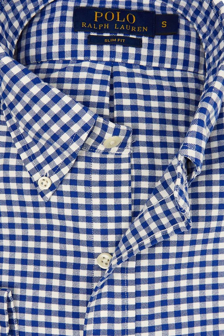Ralph Lauren slim fit overhemd blauw ruit oxford