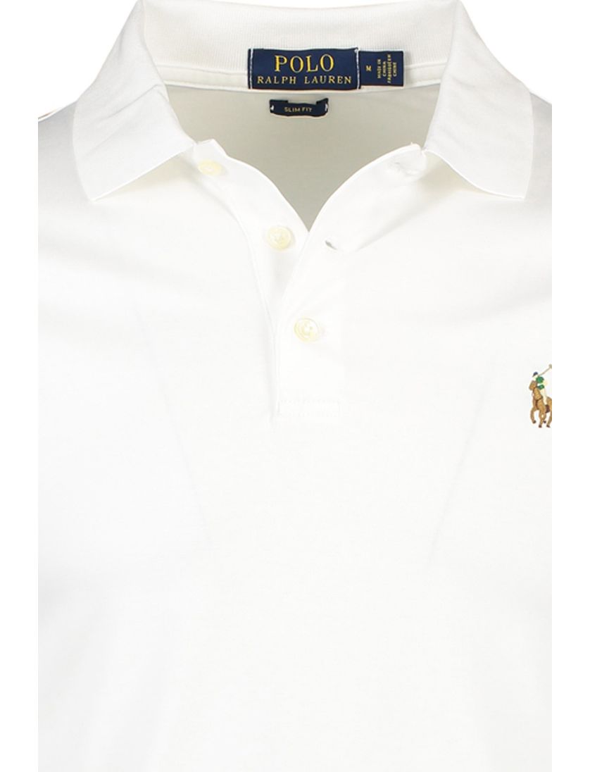 Polo Ralph Lauren poloshirt wit 3 knoops Slim Fit