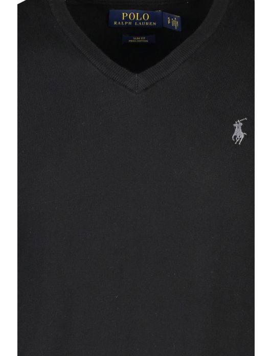 Ralph Lauren trui v-hals Slim Fit katoen zwart