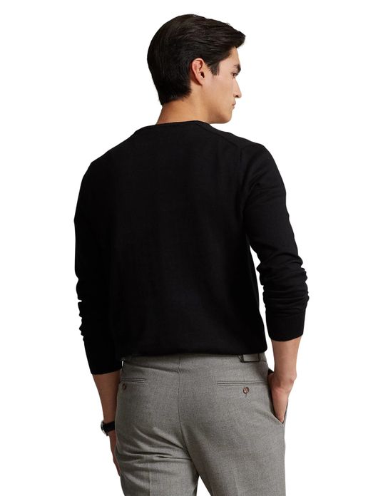 Ralph Lauren trui v-hals Slim Fit katoen zwart