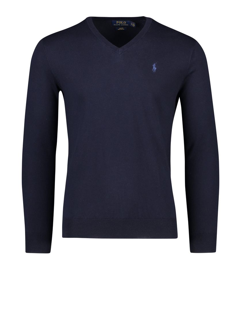 Ralph Lauren trui v-hals donkerblauw Slim Fit
