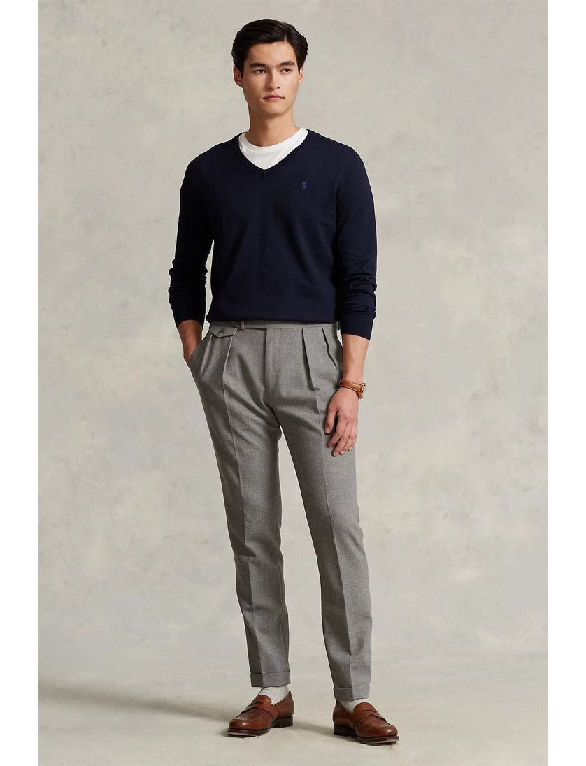 Ralph Lauren trui v-hals donkerblauw Slim Fit