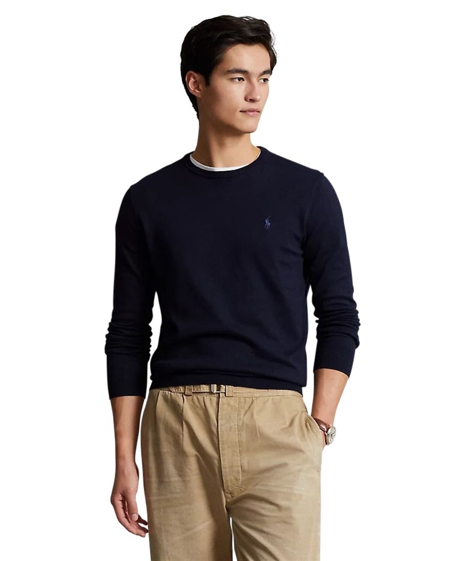 Ralph Lauren sweater ronde hals Slim Fit navy