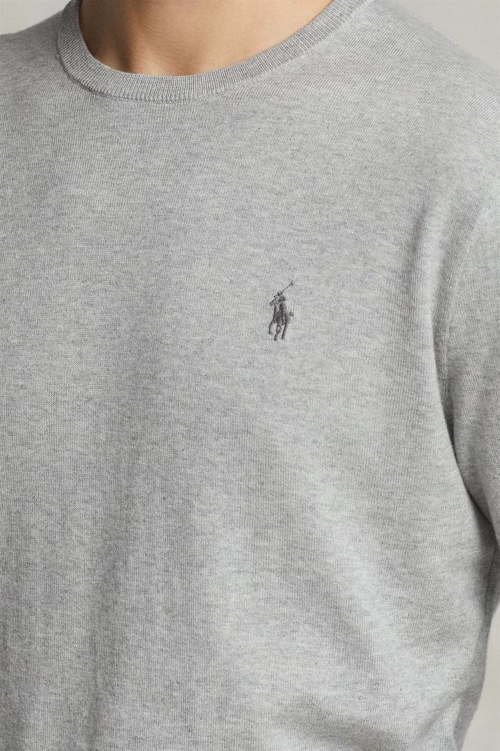 Ralph Lauren sweater grijs Slim Fit ronde hals