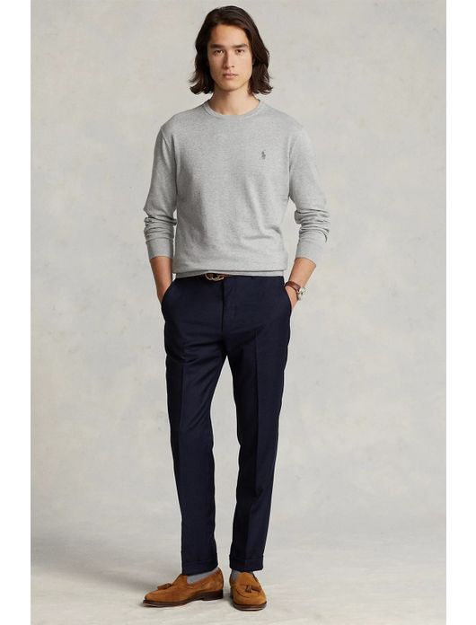 Ralph Lauren sweater ronde hals Slim Fit grijs