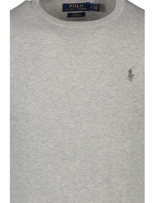 Ralph Lauren sweater ronde hals Slim Fit grijs