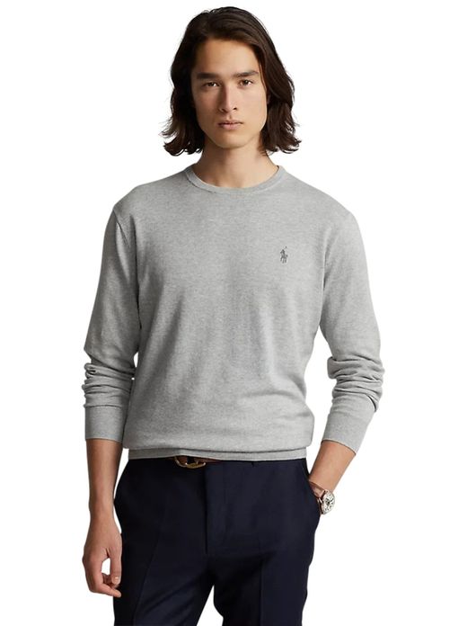 Ralph Lauren sweater ronde hals Slim Fit grijs
