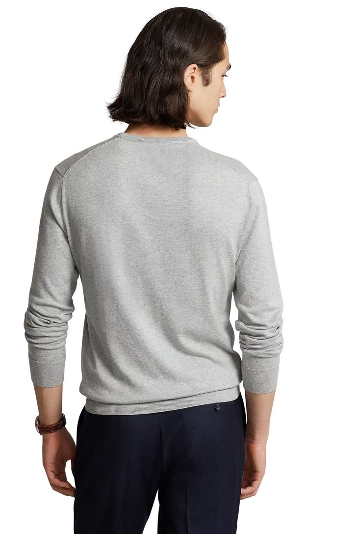 Ralph Lauren sweater grijs Slim Fit ronde hals