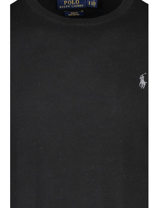 Ralph Lauren Slim Fit trui ronde hals zwart