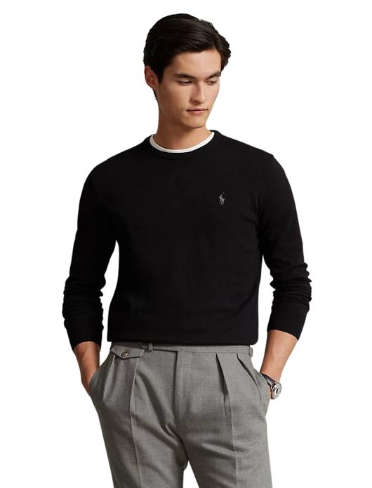 Ralph Lauren Slim Fit trui ronde hals zwart
