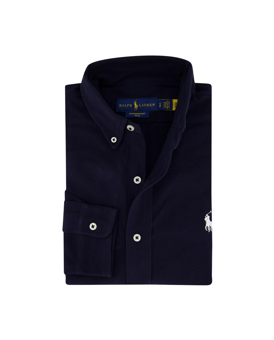 Polo Ralph Lauren overhemd wijde fit donkerblauw effen