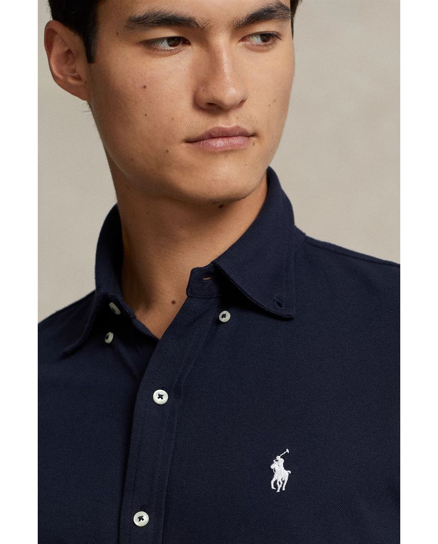 Polo Ralph Lauren overhemd wijde fit donkerblauw effen