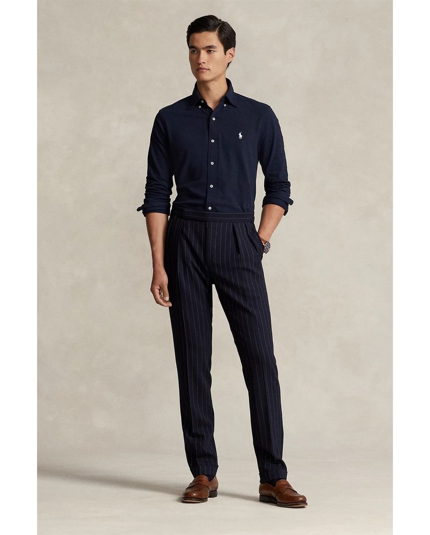 Polo Ralph Lauren overhemd wijde fit donkerblauw effen