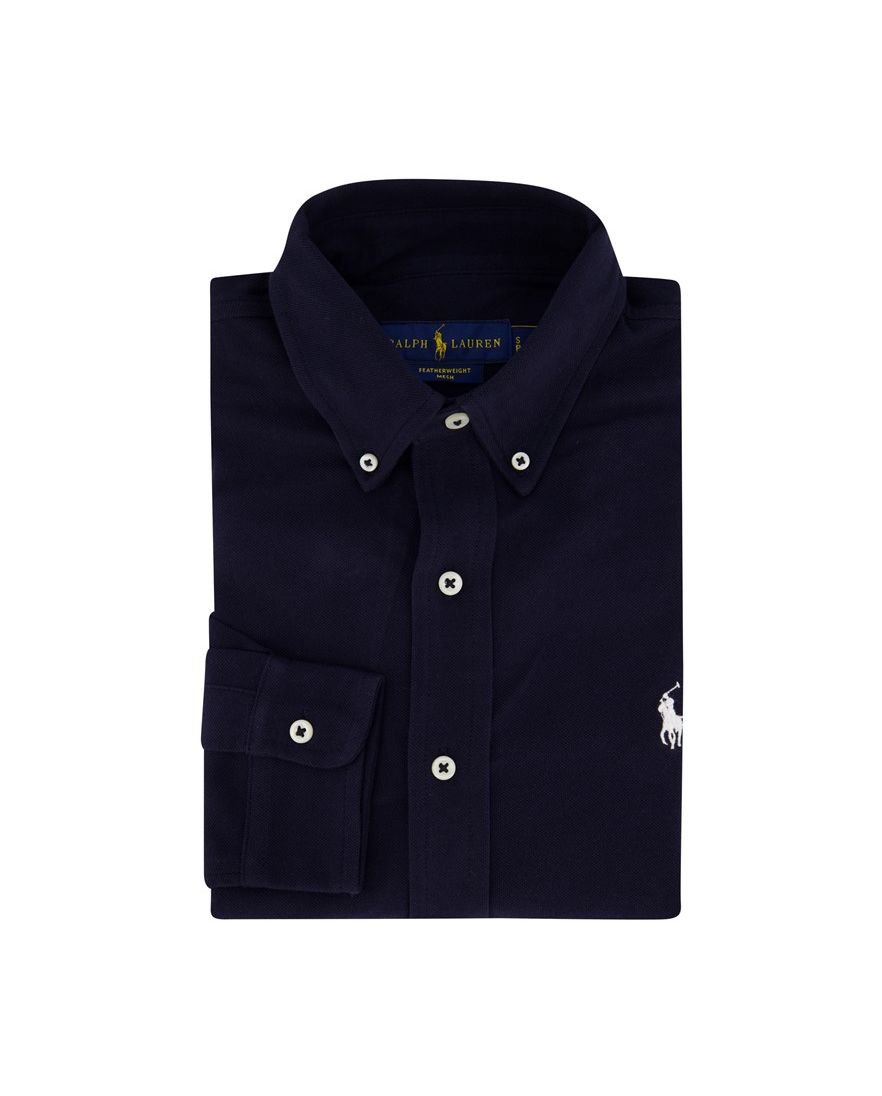 Polo Ralph Lauren overhemd wijde fit donkerblauw effen