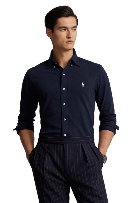 Polo Ralph Lauren overhemd wijde fit donkerblauw effen
