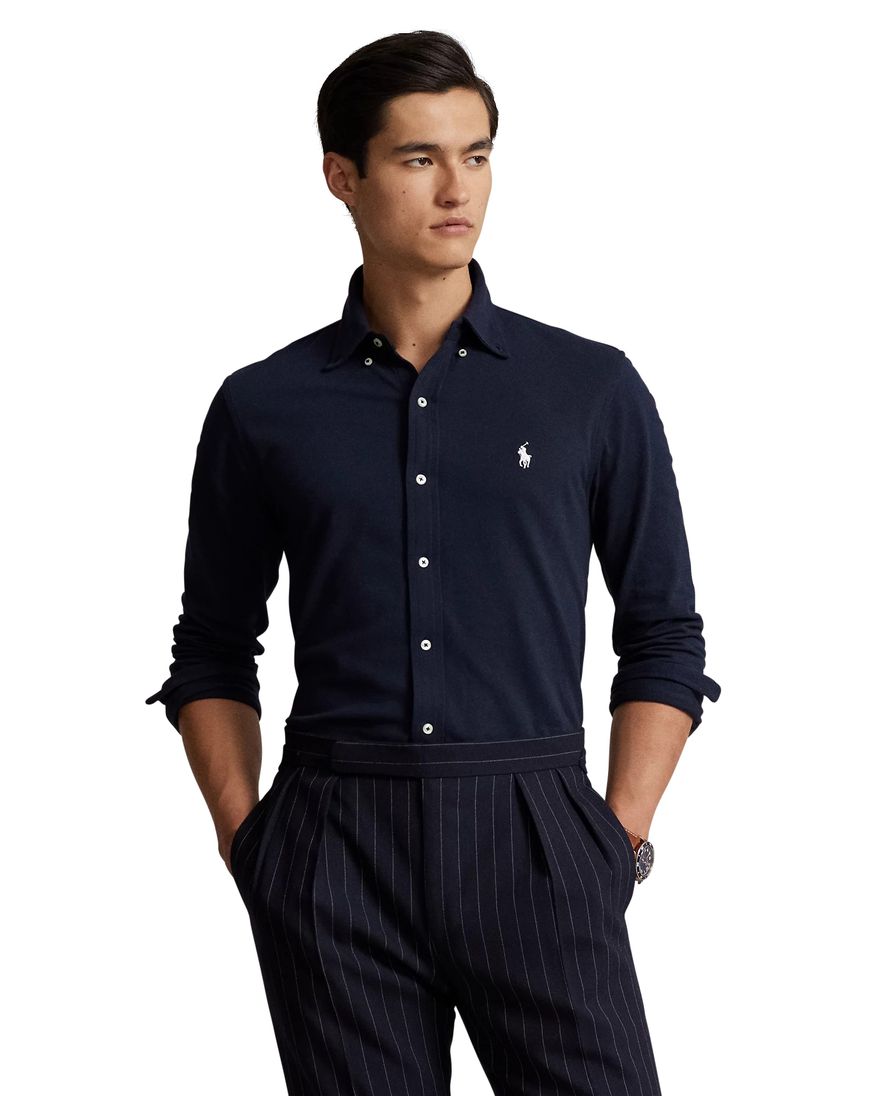 Polo Ralph Lauren overhemd wijde fit donkerblauw effen