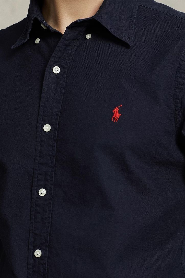 Polo Ralph Lauren casual overhemd normale fit donkerblauw effen katoen