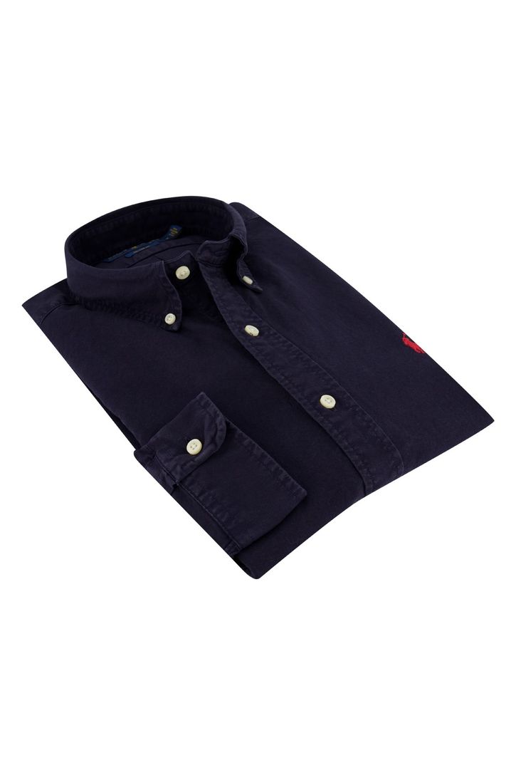 Polo Ralph Lauren casual overhemd normale fit donkerblauw effen katoen