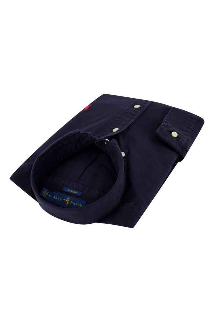 Polo Ralph Lauren casual overhemd normale fit donkerblauw effen katoen