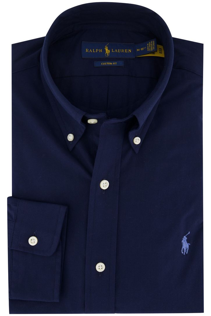 Polo Ralph Lauren casual overhemd normale fit donkerblauw effen katoen