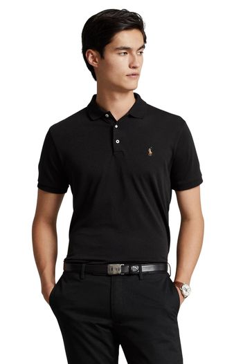 Polo Ralph Lauren Polo Ralph Lauren polo zwart custom slim fit katoen 3-knoops