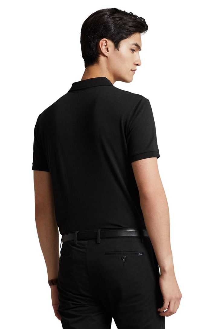 Polo Ralph Lauren polo zwart custom slim fit katoen 3-knoops