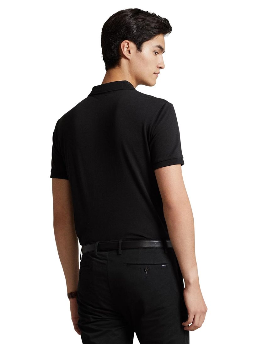 Polo Ralph Lauren polo zwart custom slim fit katoen 3-knoops