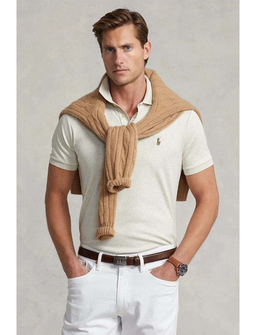 poloshirt korte mouw Polo Ralph Lauren Custom Slim Fit beige