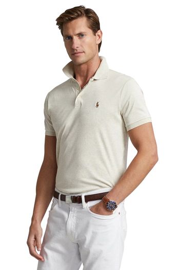 Polo Ralph Lauren poloshirt korte mouw beige Polo Ralph Lauren Custom Slim Fit